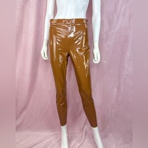 NWT Alice + Olivia Womens Brown Faux Leather Pants Size 8